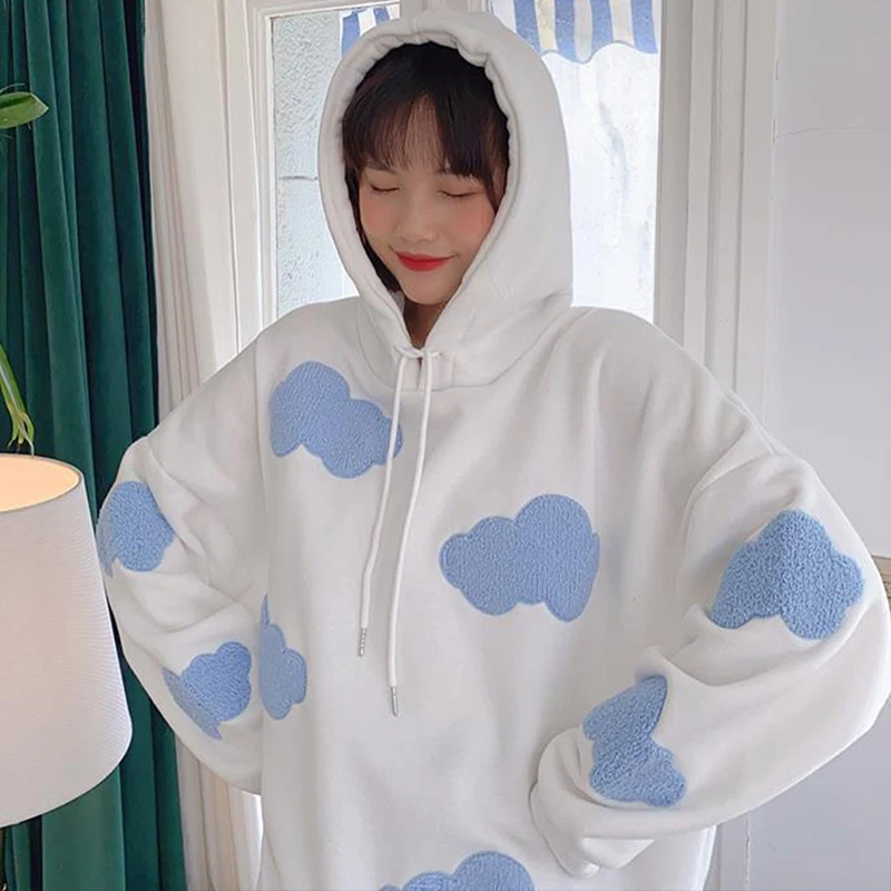 Autumn Winter Women Hoodies Thick Warm Female Fleece Hoodies Oversize Sweatshirt Tops Fashion Casual Ladies Girls Hooded Top