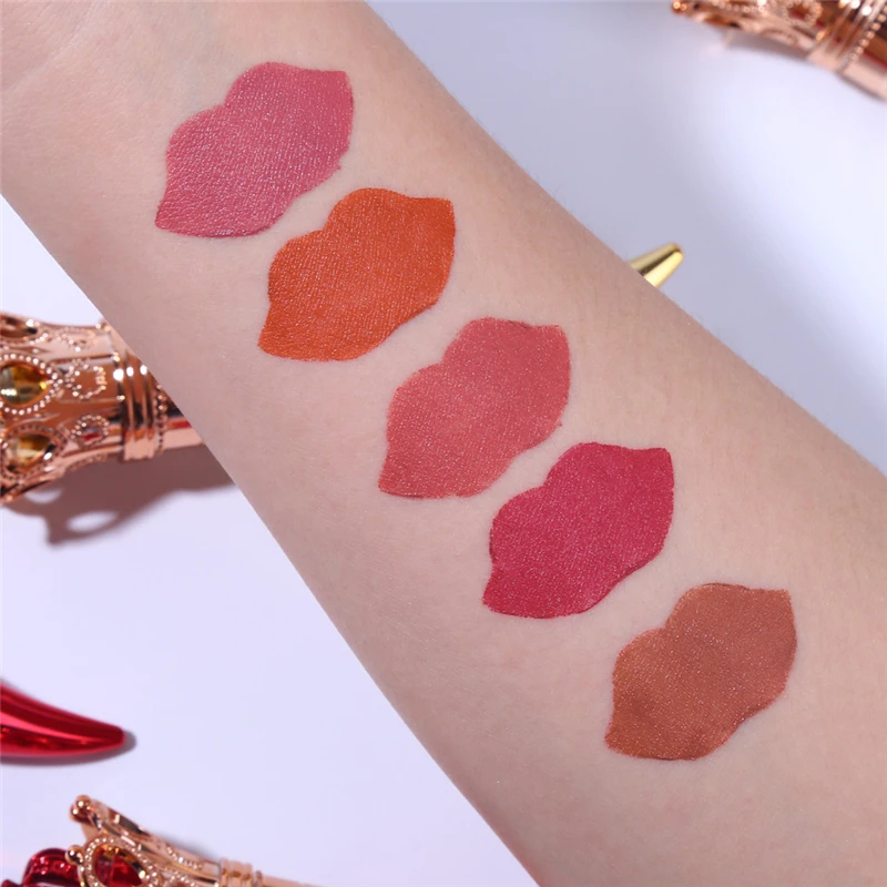 

5 Color Matte Long Lasting Lipstick Fashionable Moisturizing Lip Makeup Pigment Velvet Beauty Makeup Professional Women Cosmetic
