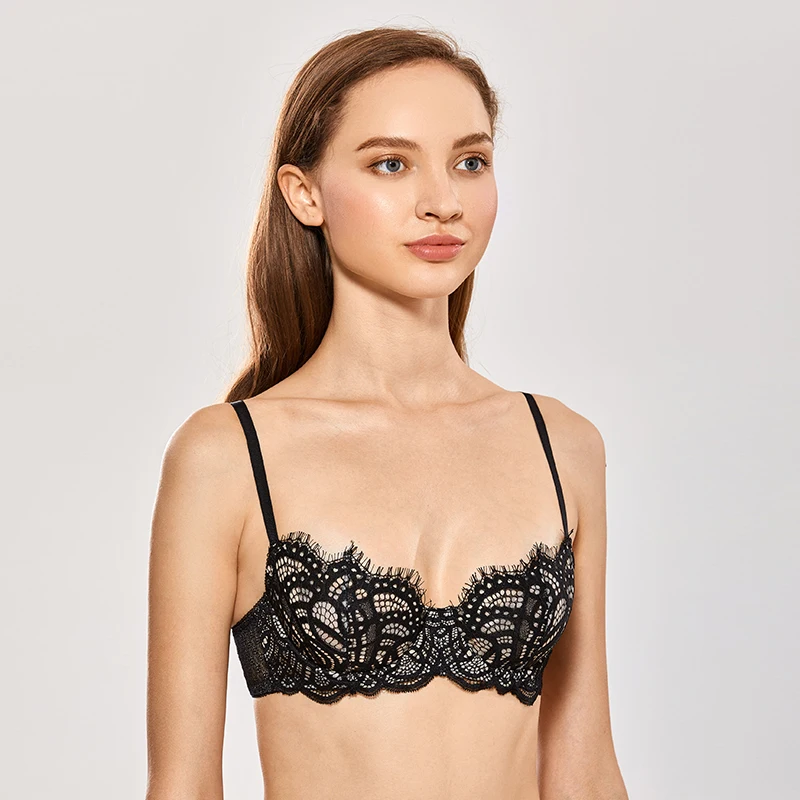 DOBREVA женские без подкладки Bralettes пуш-ап на косточках Поддержка бюстгальтер с кружевом размера плюс B C D DD E чашки