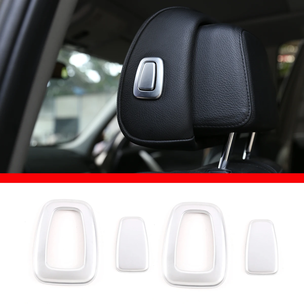 

For BMW X3 E83 2009-2010 Auto Seat Accessories Interior Headrest Adjustment Knob Button Cover Chrome Car-styling Trim Decoration
