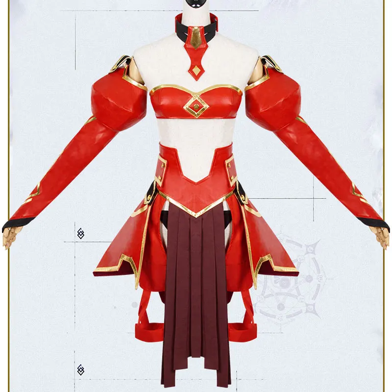 

FGO Fate Grand Order Mordred Fancy Dress Halloween Christmas Xmas Red Battle Suit Women Combats Cosplay Costume Uniform