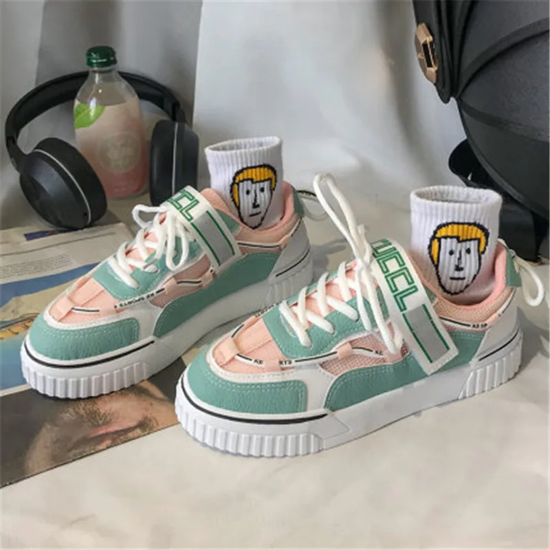 

Fashion Mixed Colors Women Flat Casual Shoes Spring Autumn Chunky Sneakers Female Summer Breathable Comrfortable Platform Shoes