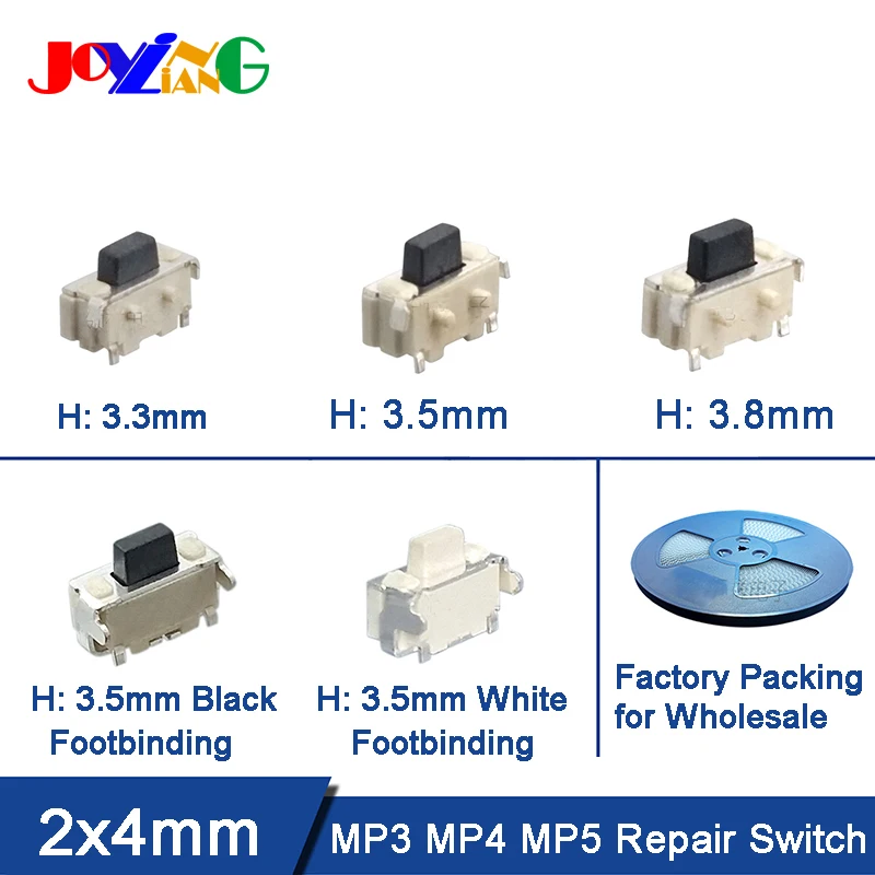 

Сенсорная кнопка 2x4x3,5, боковой маленький переключатель, аксессуары для MP3, MP4, MP5, запасные части, 10 шт./лот