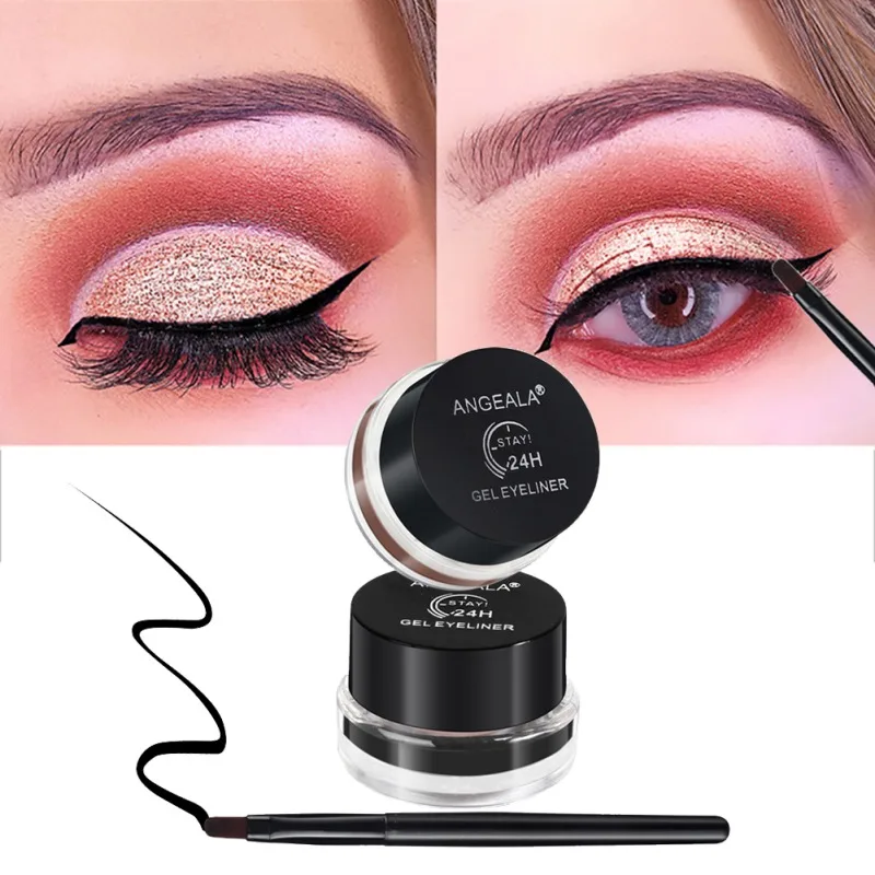 2 в 1 черный и коричневый гель подводка для глаз набор Водонепроницаемый Smudgeproof