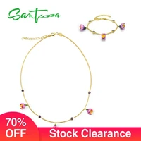 santuzza silver jewelry set for women pure 925 sterling silver elegant pink flower necklace bracelet set set fine jewelry enamel