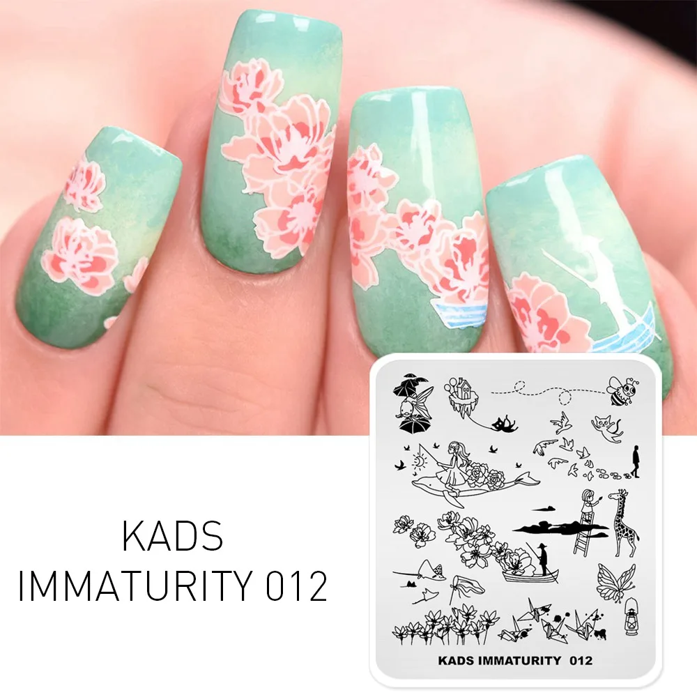 Immaturity 012 KADS дизайн ногтей шаблон конструкции незрелость серии трафарет для маникюра пластины с узорами для ногтей шаблон для печати дизайн - Цвет: Immaturity 012