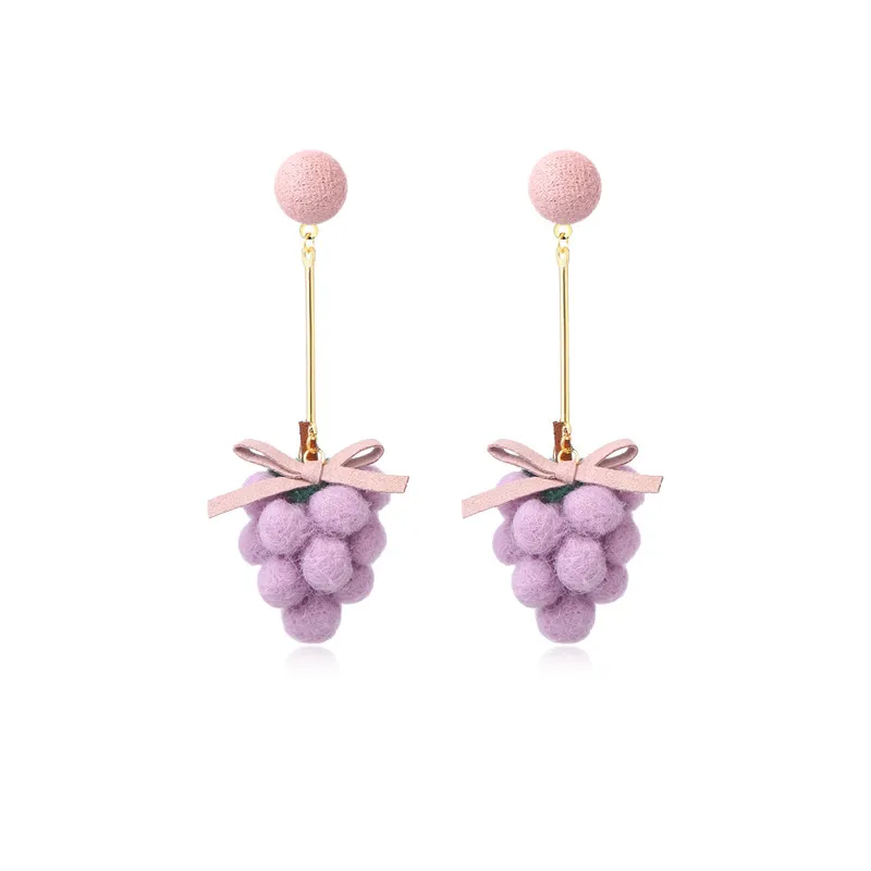 Милые серьги в виде винограда для женщин, весенние милые очаровательные фиолетовые серьги-клипсы в виде Таро, летние ювелирные изделия, под...