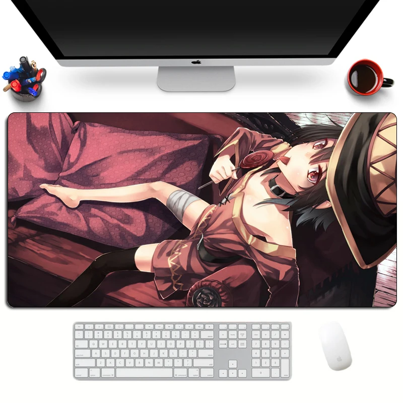 Большой коврик для мыши с аниме Konosuba мультяшный XL клавиатуры Otaku игровой милой