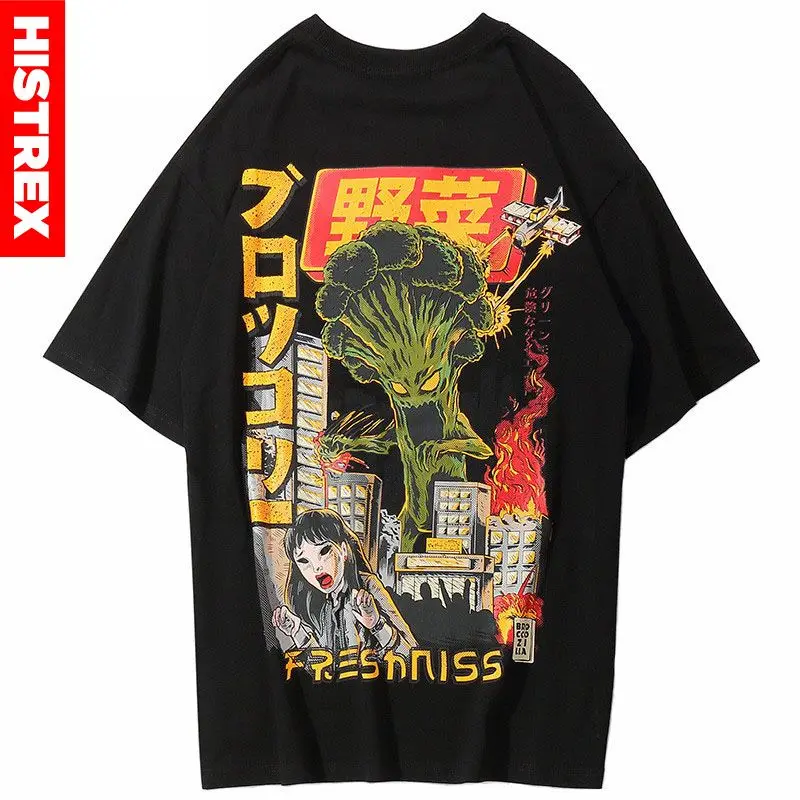 2022 Мужская футболка в стиле хип-хоп японском Харадзюку С мультипликационным