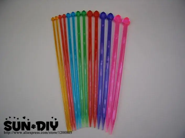 Бесплатная доставка красочные одноострые акриловые вязальные спицы 25 35 см 7 пар