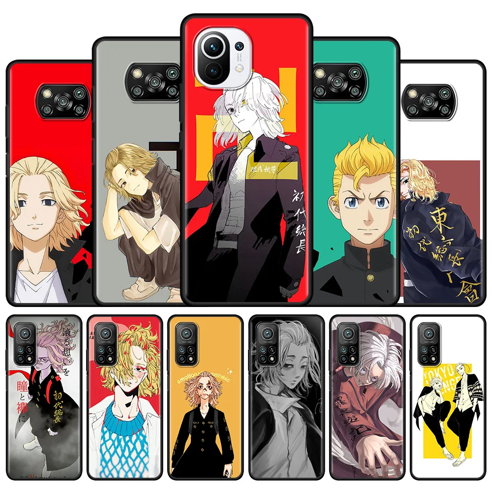 

Black Case for Xiaomi Poco X3 NFC X3Pro M3 Pro 5G F3 GT X3 GT Pocophone F1 Back Cover Bag Fundas Japan Anime Tokyo Revengers