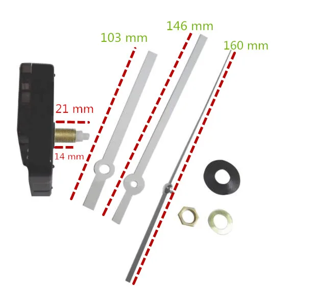 Часы кварцевые со стрелками длина винта 14 мм пластмассовый стрелочный механизм