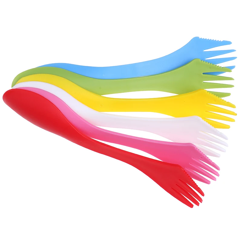 Outdoor Spork 3 In 1 Spoon Fork Cutter Travel Camping Hiking Picnic Utensils Plastic Combo Travelling Gadget Cutlery | Спорт и