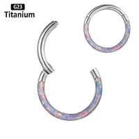 dide implant grade f136 titanium piercing opal septum piercing ring clicker earrings nose rings 16g piercing body jewelry