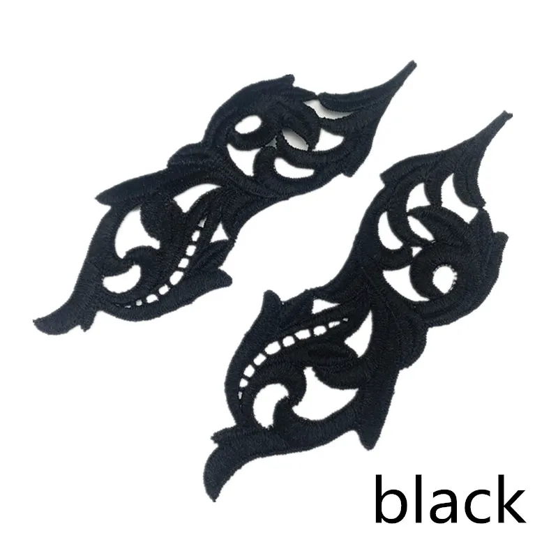 black 2 пары Venise флуоресцентные желтые оранжевые цветы кружевная отделка танго танец балетные костюмы платье Декор шитье аппликация ремесла DA001 - Цвет: black