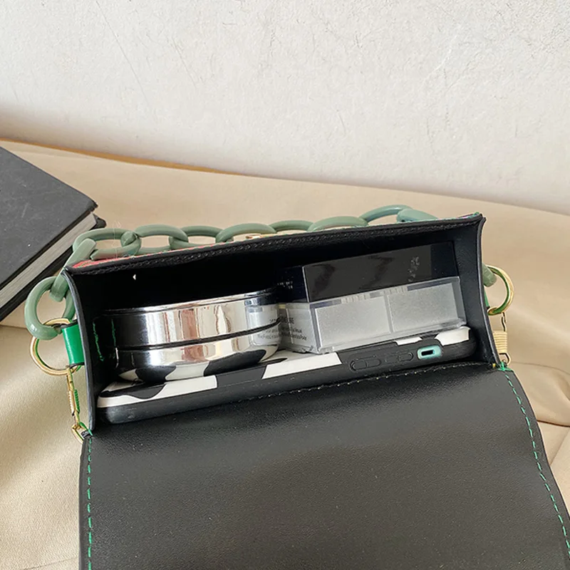 Сумка на плечо женская с цепочкой дизайнерский саквояж и кошелек контрастных