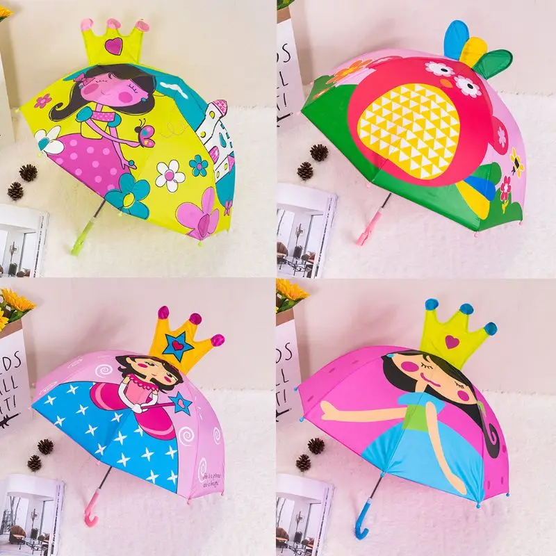 Детский зонтик для мальчиков и девочек мультяшный Зонт с ушками животных на