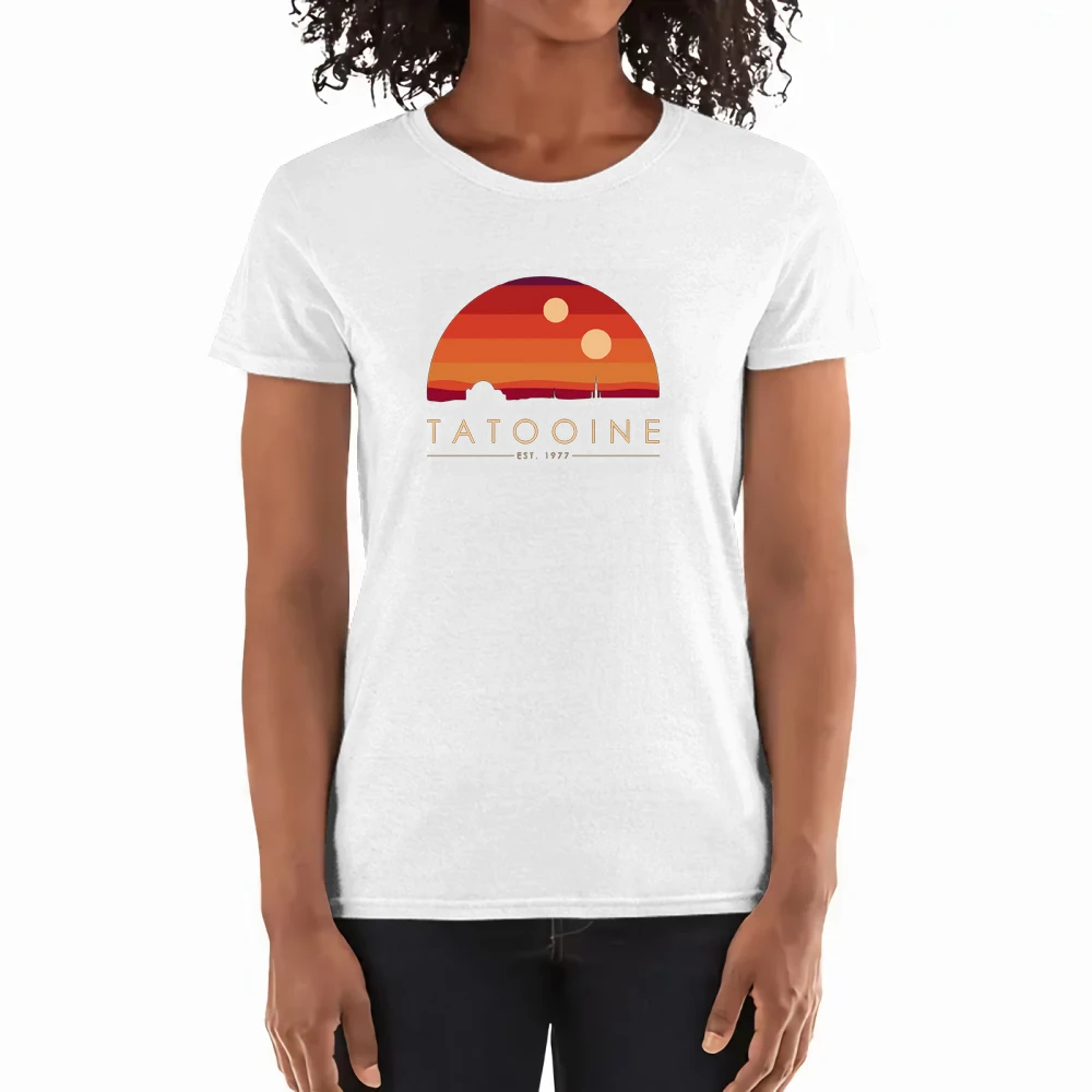

Футболка Tatooine женская с принтом, удобная дышащая тенниска в японском стиле, большие размеры, весна-лето
