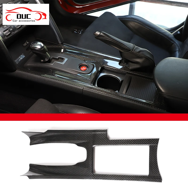For Nissan GTR R35 2008-2016 LHD Accessories Interior Real Carbon Fiber Car Center Console Water Cup Panel Gear Frame Trim Cover