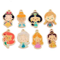 8pcs cute girls enamel charms drop oil cartoon princess pendants earring bracelet finding fit jewelry making accessories