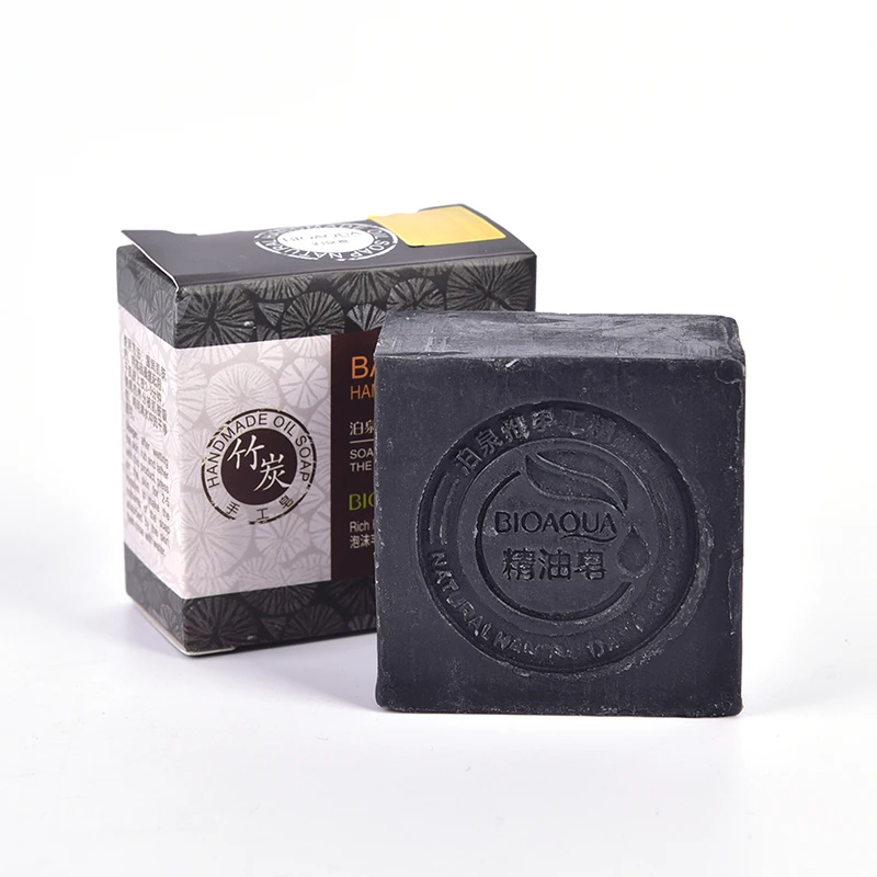 

Acne Soap Charcoal Savon Deep Cleansing Black Bamboo Charcoal Soap Face Body Clear Anti Bacterial Tourmaline Remover