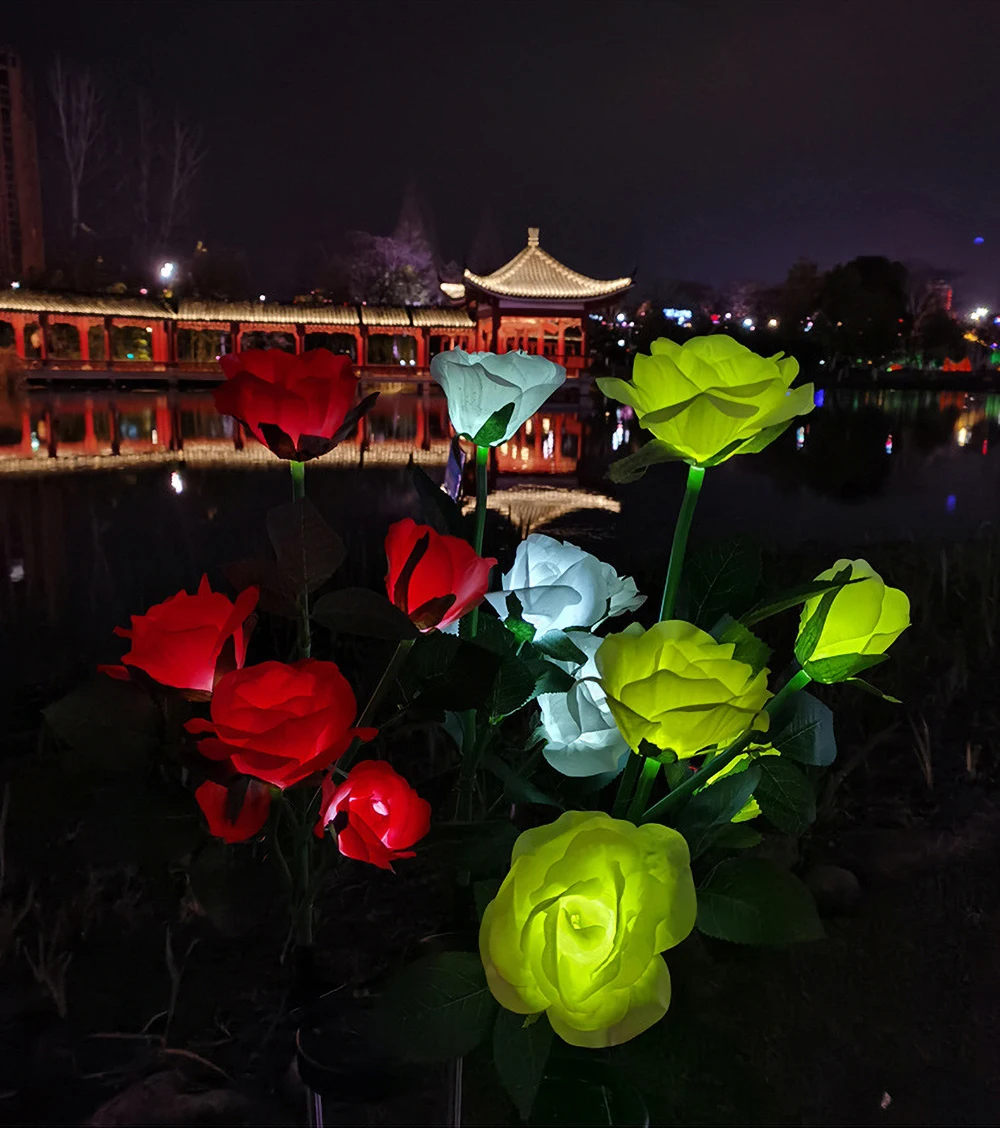 

Solar Garden Lights Flower Stake Light Lily Rose Outdoor for Patio, Lawn, Garden