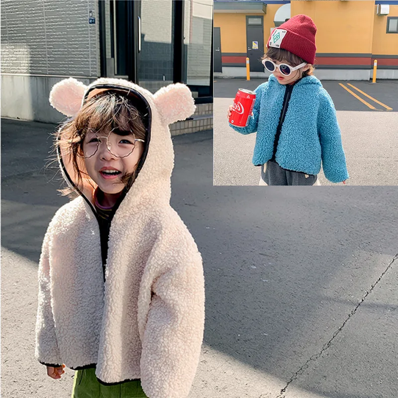 

2019 baby Boys girls cartoon bear lamb coat jacket kids fall winter hoodies coats clothes children's clothing