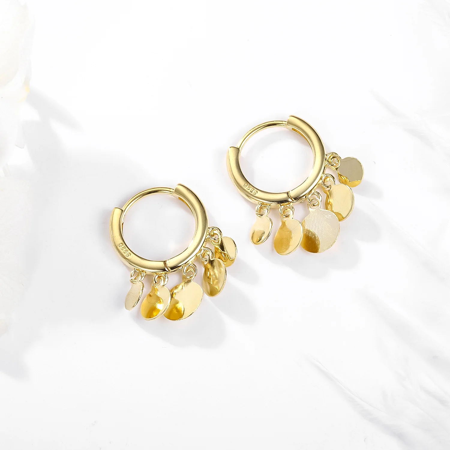 

1pair Ins Round Disc Tassel Earrings For Women S925 Stamp Silver Color Earrings oorbellen pendientes Gift jewelry S-E894