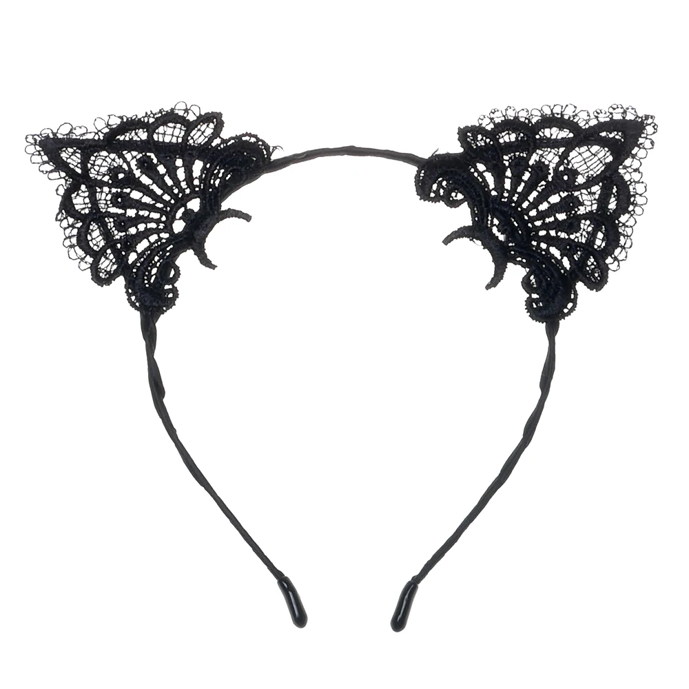 Кружевная Женская Сексуальная повязка на голову черная Милая цепочка с