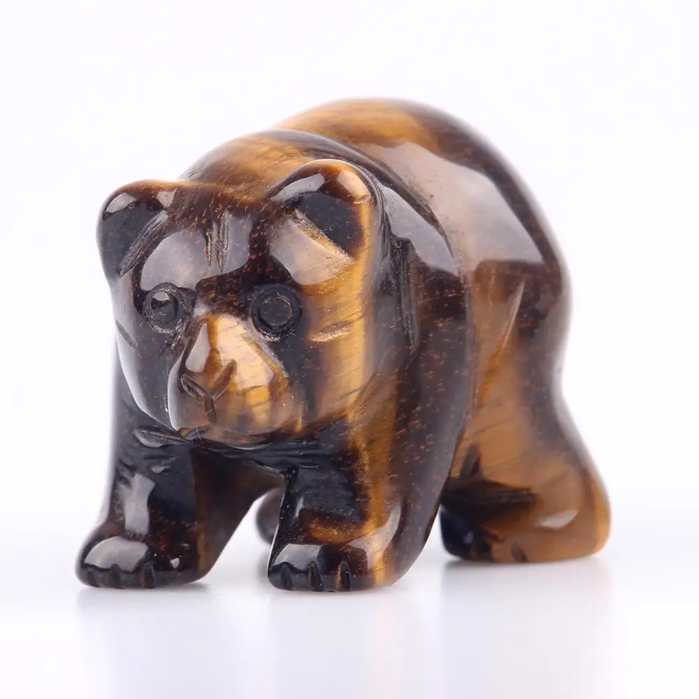 Натуральный зеленый авантюрин камень Вырезка милые медведи хрустальные