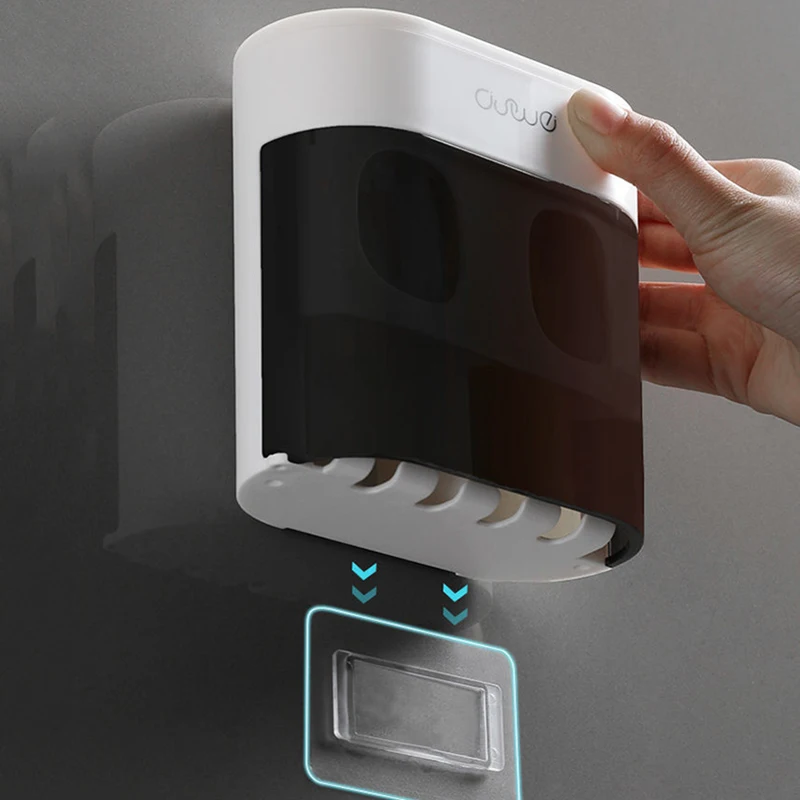 Wall Mounted Automatic Toothpaste Squeezer Dispenser Magnetic Toothbrush Holder Rack Bathroom Accessories | Дом и сад