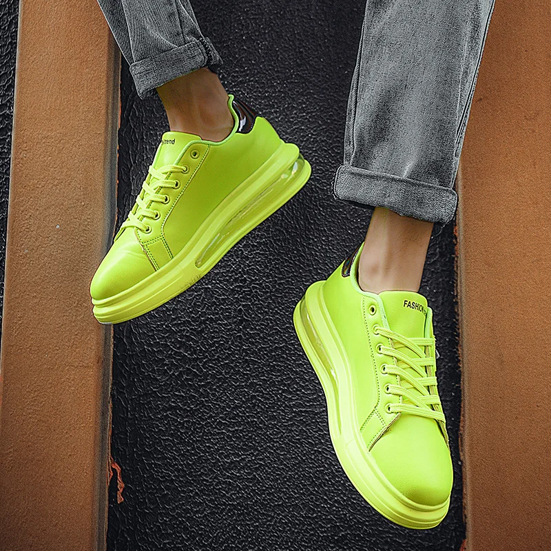 

Spring And Autumn Men's Air Cushion Increased All-Match Casual Bright Color Korean Style Flat-Bottom Fashion Waterproof Sneakers