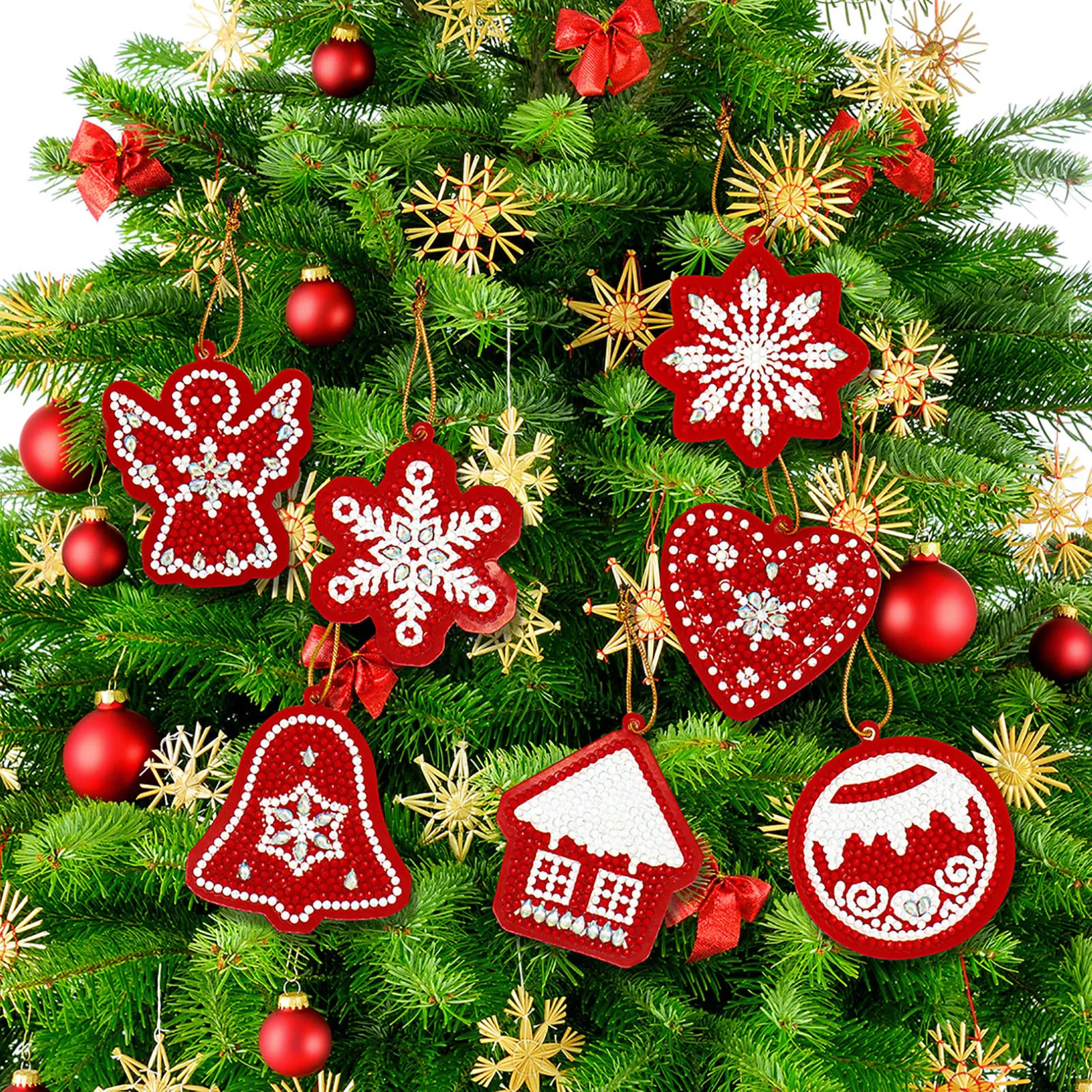 

5d Diamond Painting Drop Ornaments Keychain Christmas Full Drill Pendant Christmas Decoration Natal Home Decoration Accessories