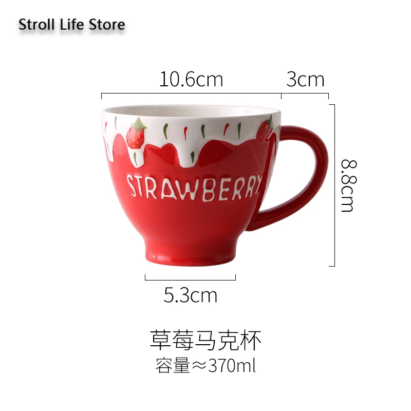 

Cute Strawberry Ceramic Coffee Cup Mug Water Cup Milk Breakfast Creative Red Girl Heart Tazas Friends Birthday Gift Box CM069
