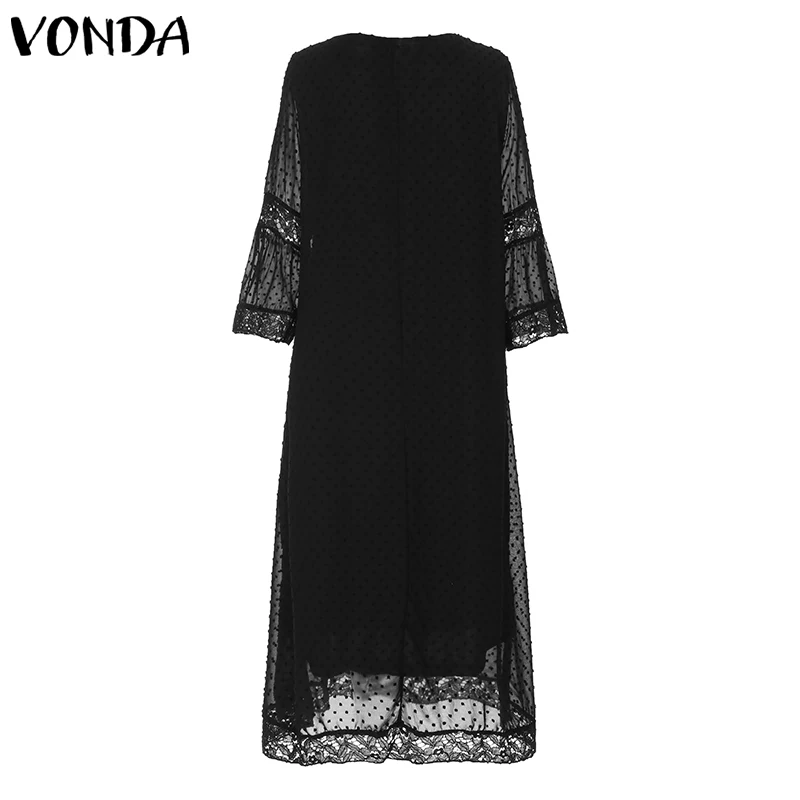 Женское кружевное платье VONDA повседневное свободное белое пляжное в богемном