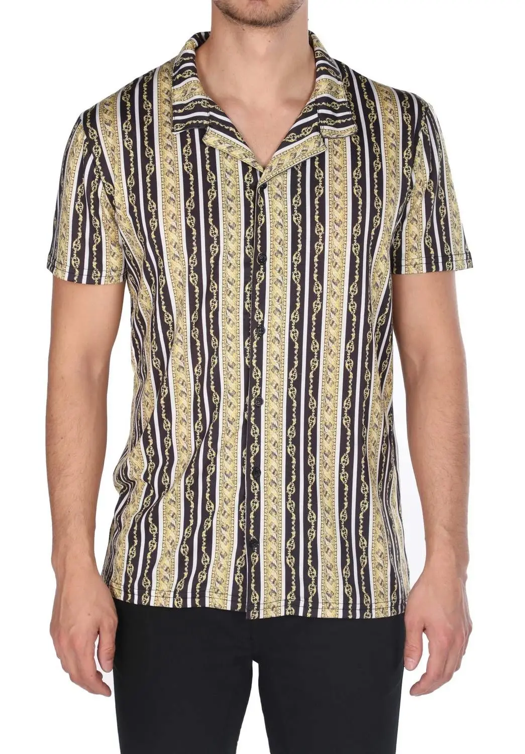 

Markapia Black Chain Pattern Short Sleeve Shirt