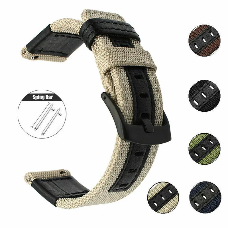 

20mm 22mm Watchband for Samsung galaxy watch 46mm 42mm Nylon Leather Watch Strap For Huawei Watch GT 2 For Huawei Watch GT 2e