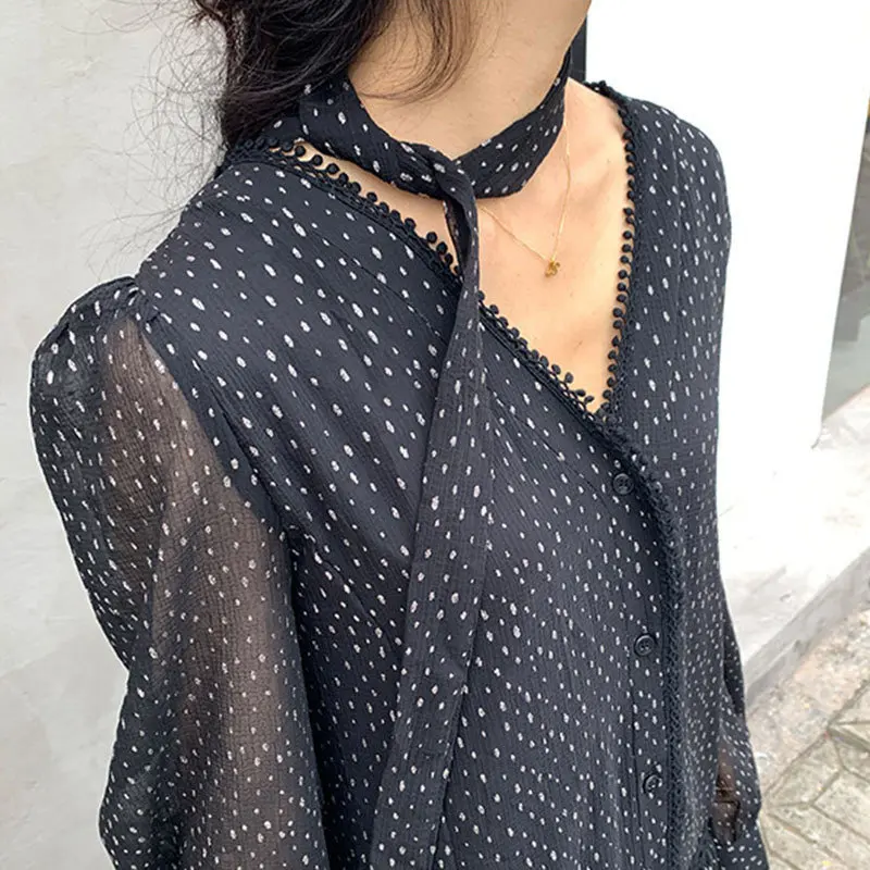 

XUXI 2020 Elegant V Neck Chiffon Dress Women Loose Plus Size Long Sleeve Patchwork Ruffle Dresses Women Clothes Spring FZ0570