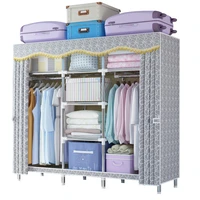 cloth wardrobe household bedroom simple modern storage reinforced steel pipe thickened large capacity simple wardrobe