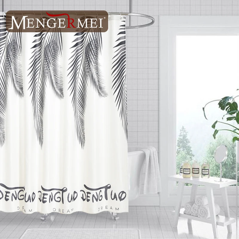 MENERMEI зеленый черный листья занавески для душа растения Ванная комната