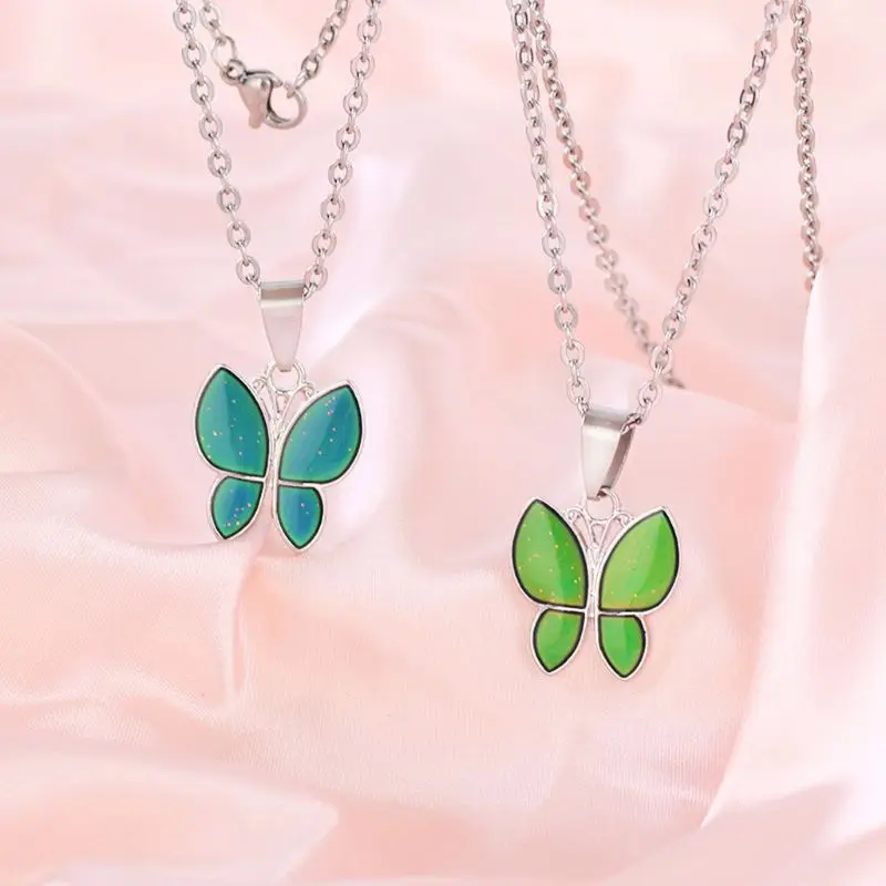 Волшебная бабочка изменение цвета с температурой кулон ожерелье ювелирные
