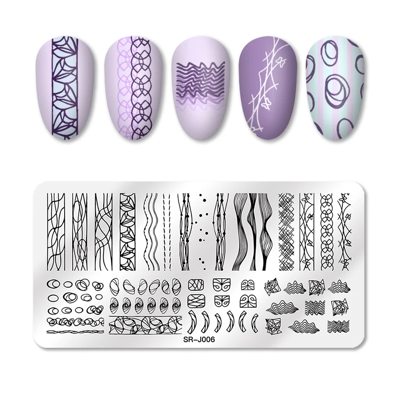1 шт. пластины для штамповки ногтей неправильная линия элементарный орнамент