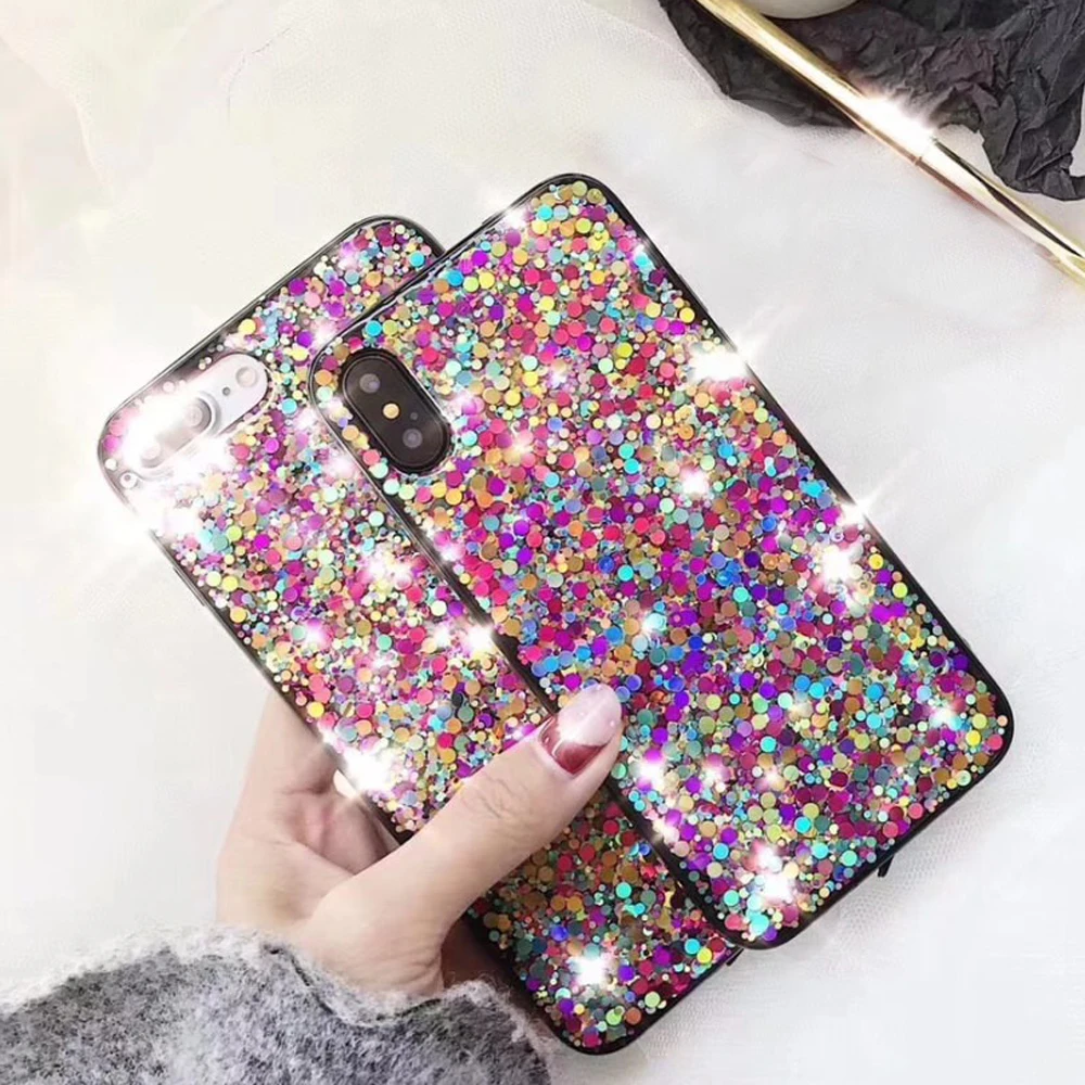 LLZ.COQUE Блестящий блестящий чехол с блестками для Iphone 11 Pro Max X XR XS MAX кристаллами 8 7 Plus