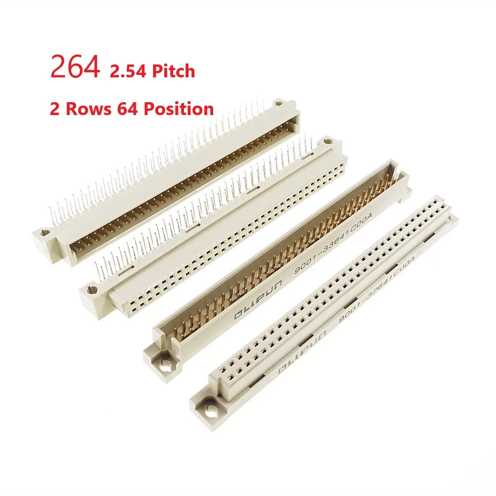 

5 pcs DIN 41612 Header Connector Dual Row 64 Positions Male Female Straight Plug Right Angle Through Hole PCB Solder 2x32 Pin