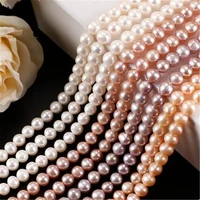 white natural freshwater pearl beads near circle round cultured pearls for diy women handmade bracelet accessories 15inches