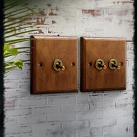 86 type 1 4 gang 1 way 2 way black walnut panel retro toggle switch concealed solid wood wall light switch
