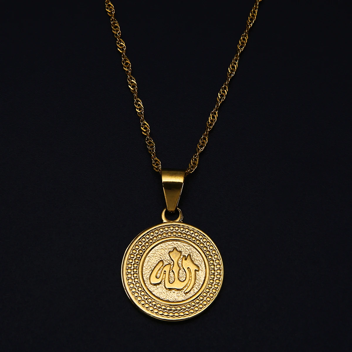 Ожерелье с маленьким модным кулоном 24 карата золотого цвета в мусульманском