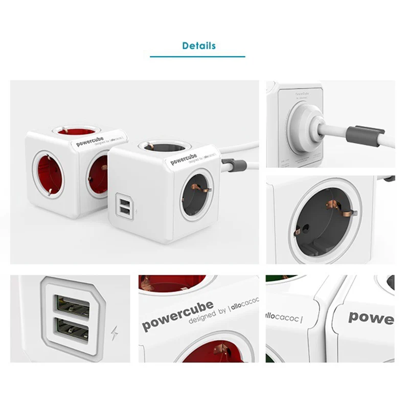 Умный дом Мощность Cube разъем ЕС розетка 4 розетки 2 Порты USB адаптер расширение