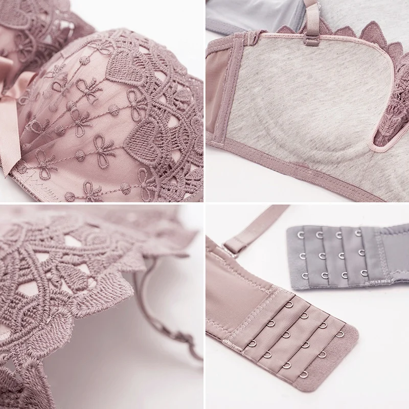 

Push Up Bra Set Sexy Lingerie Underwear Women Bralette Bra Female Underwear Embroidery Wire Free Bra 04
