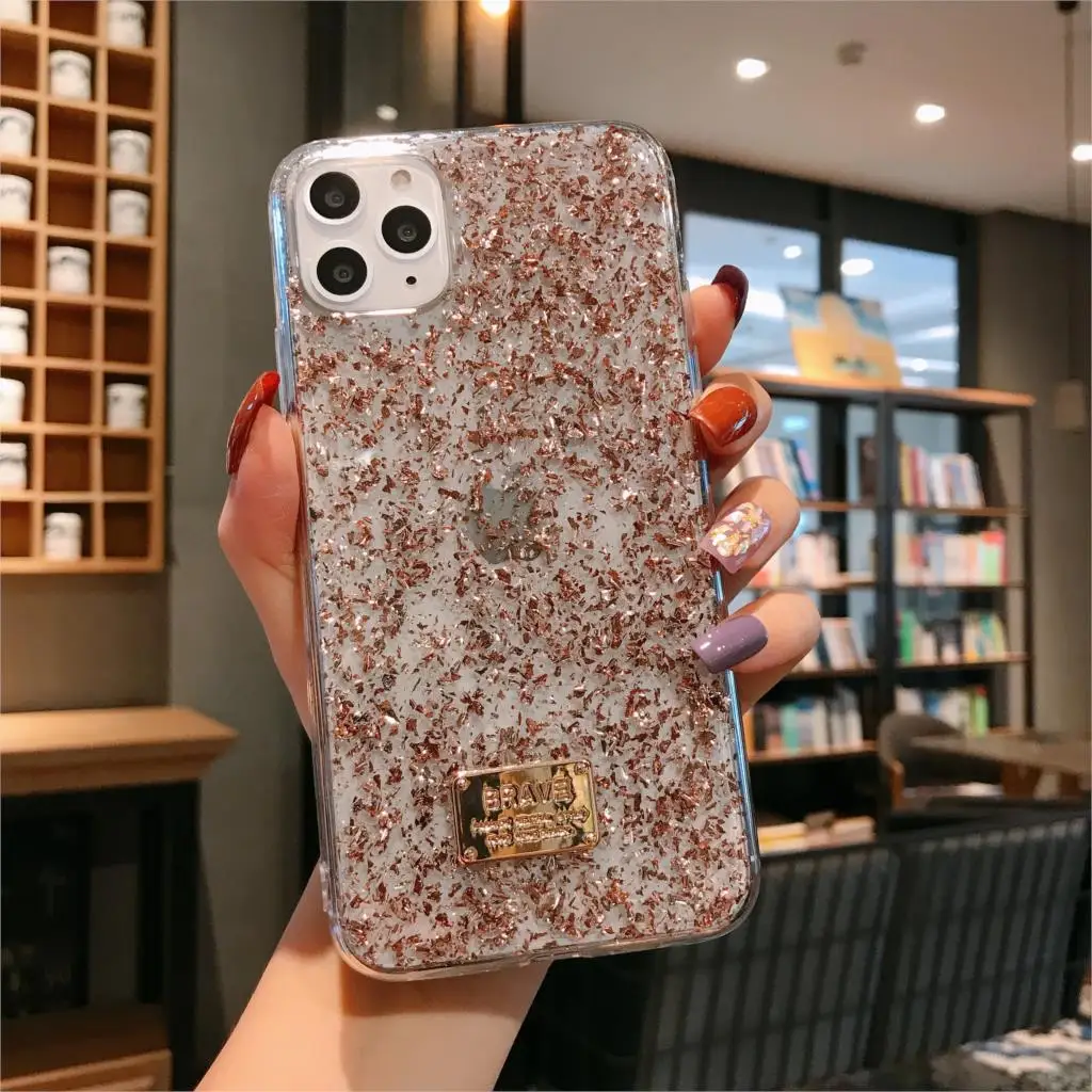 Блестящий металлический чехол из эпоксидной смолы для iphone 11promax 6 6s 7 8plus x xsmax |